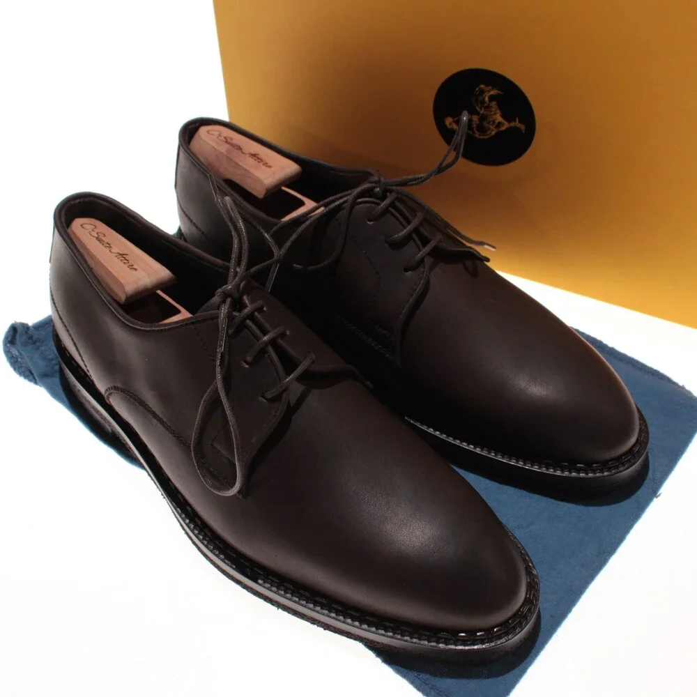 Di Bianco NWB Lace Up Derby Dress Shoes Size 9 US in Dark Brown Leather